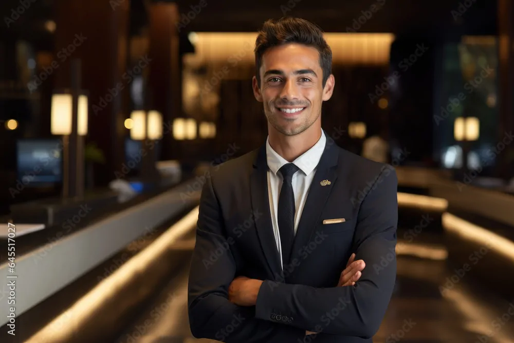 Portrait of smiling receptionist in hotel